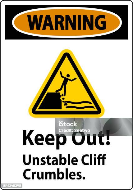 Crumbling Cliffs Sign Warning Sign Keep Out Unstable Cliff Crumbles Stock Illustration ...