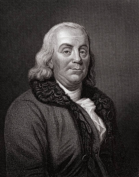 benjamin franklin sepia - benjamin franklin history american culture portrait stock illustrations