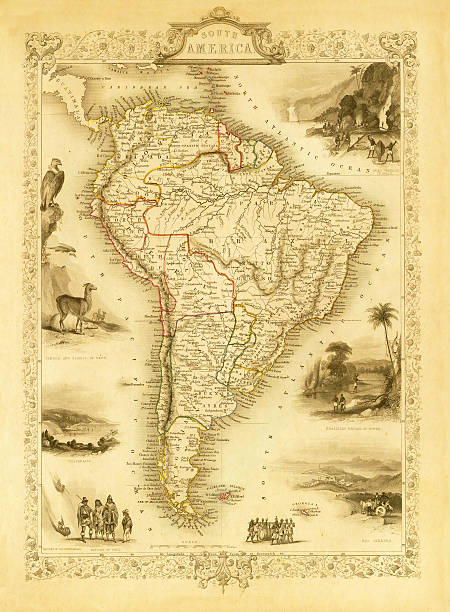 ilustrações, clipart, desenhos animados e ícones de vintage decorativo mapa da américa do sul (xxxl resolução de imagem - peru américa do sul