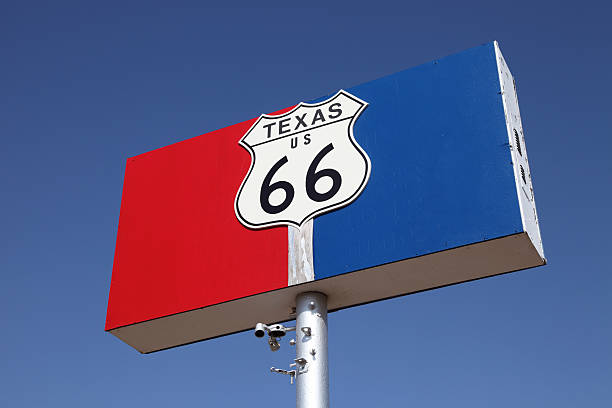 Historic Route 66 Sign U.S. Route 66 was a highway within the U.S. Highway System. The highway, which became one of the most famous roads in America number 66 stock pictures, royalty-free photos & images