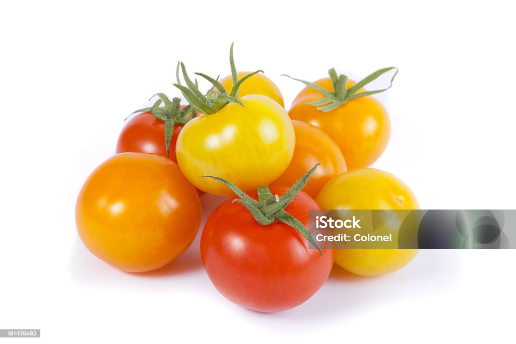 Orange, Rot und Gelb Cherry-Tomaten-Sorten - Lizenzfrei Kirschtomate Stock-Foto