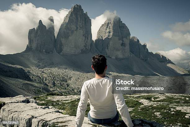 Man Enjoying A View From Top Of The Mountain Stock Photo - Download Image Now - Adult, Adults Only, Cloud - Sky