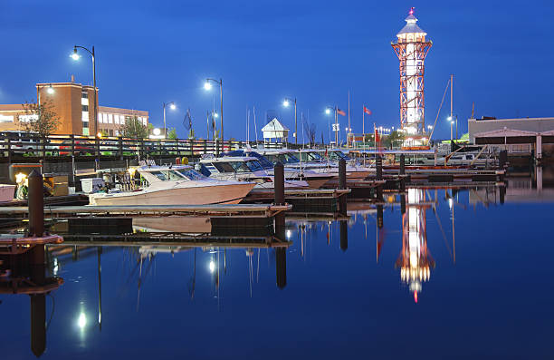 Erie, Pennsylvania "The Bicentennial Tower is an observation tower located in Erie, Pennsylvania and features panoramic views of Lake Erie, Presque Isle State Park,More Erie images" lake erie stock pictures, royalty-free photos & images