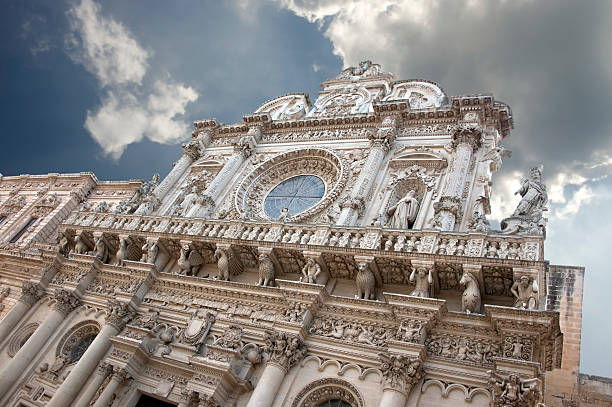 basilica di santa croce-lecce,, italien - baroque style lecce italy puglia stock-fotos und bilder