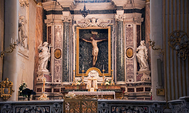 kirche cattolica santa irene, lecce, apulien - baroque style lecce italy puglia stock-fotos und bilder