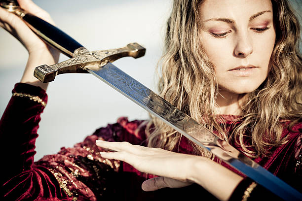istock medieval lady of sword 184137426