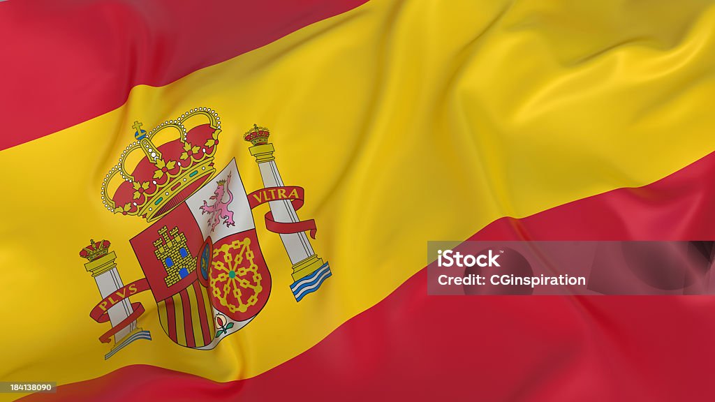 Majestoso bandeira espanhola - Foto de stock de Bandeira Espanhola royalty-free
