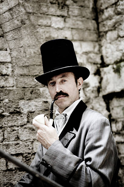 istock Victorian Man Holding Pipe in Mouth 184138619