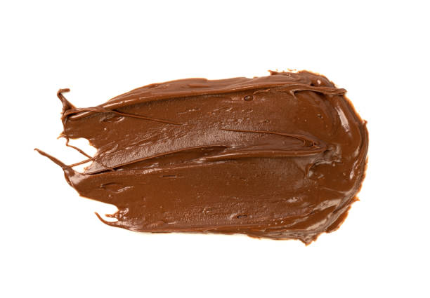 istock Chocolate Smear Isolated, Melted Chocolate Texture on White Background, Chocolate Sauce Pattern 1841394185