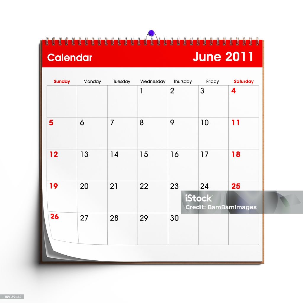 Wall Calendar: June 2011 A wall calendar with June 2011 displayed.Check out the other images in this series here... Annual Event Stock Photo