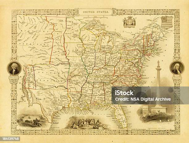 Ilustración de Decorativo Vintage Mapa De Estados Unidos Xxxl Resolución De Imagen y más Vectores Libres de Derechos de EE.UU.