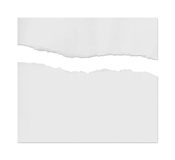 Ragged White Paper Torn piece of old Paper ready to accept any message. cut or torn paper photos stock pictures, royalty-free photos & images