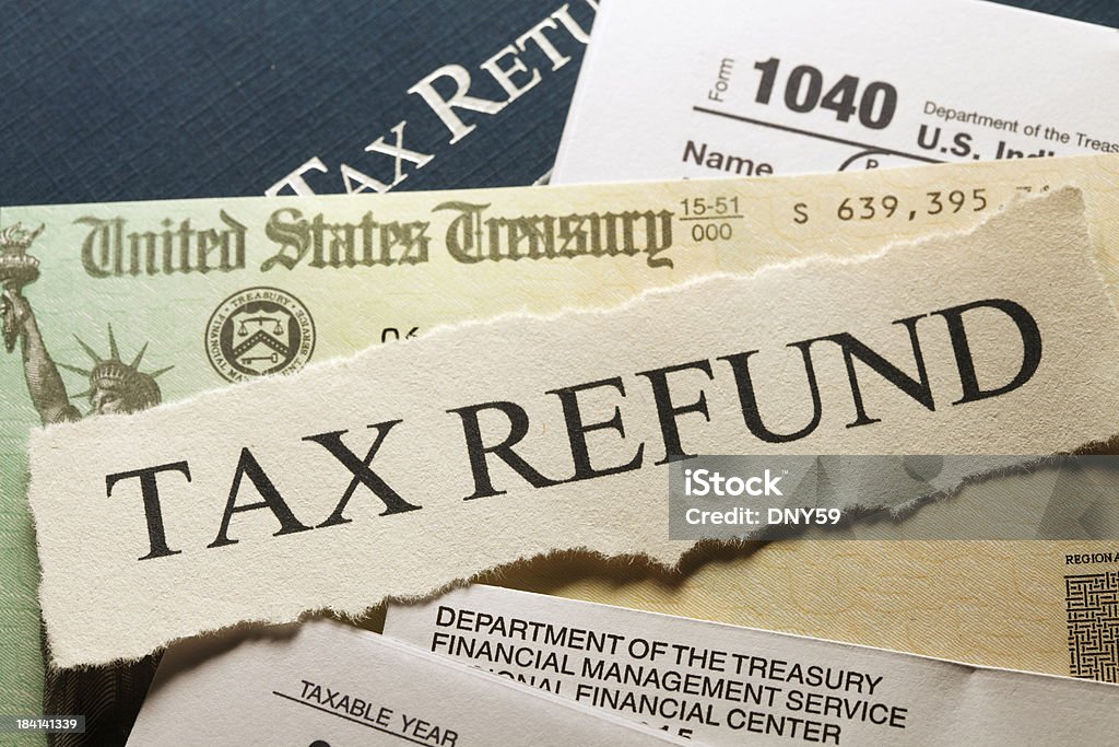 Reembolso de impuestos - Foto de stock de Formulario de impuestos libre de derechos