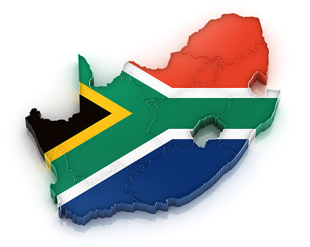 Republic of South Africa Map with Flag stock photo
