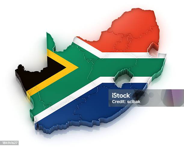 Republika Południowej Afryki Mapa Z Flagą - zdjęcia stockowe i więcej obrazów Republika Południowej Afryki - Republika Południowej Afryki, Mapa, Flaga Południowej Afryki
