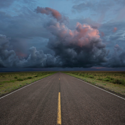desert road with dramatic storm clouds, square frame (XXL)
