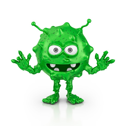 isolated green bacterium monster.3d render.