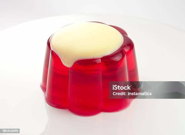 Red Jelly With Vanilla Sauce Stock Photo - Download Image Now - Vanilla, Dessert - Sweet Food, Colors
