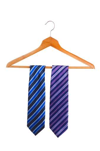 necktie on hanger isolated on white