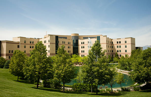 View of modern hospital building stock photo