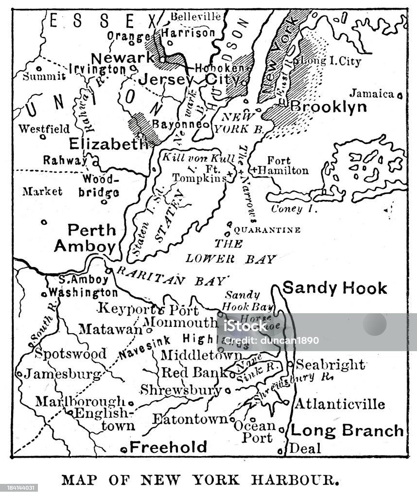 맵 뉴욕 하버 - 로열티 프리 지도 스톡 일러스트