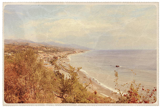 Taormina, Sicily Postcard - Vintage stock photo