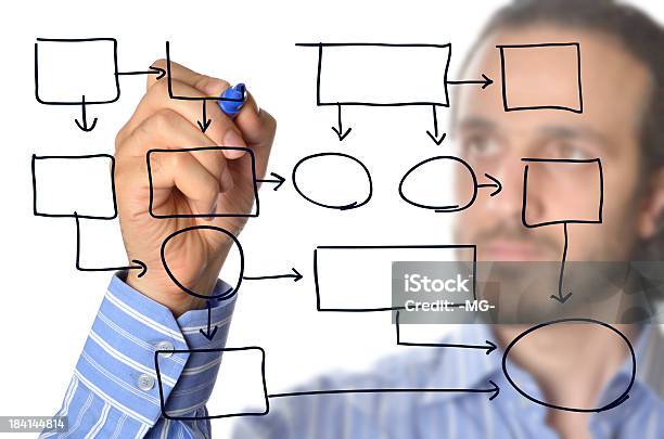 Geschäftsmann Zeichnung Diagramm Stockfoto und mehr Bilder von Bildschärfe - Bildschärfe, Blau, Diagramm