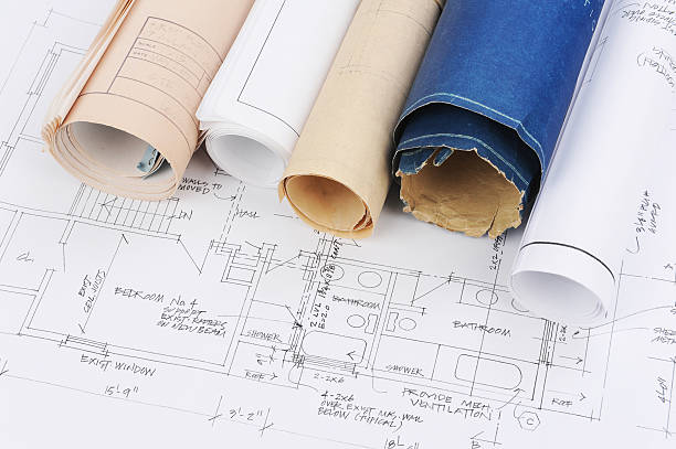 blueprints stock photo