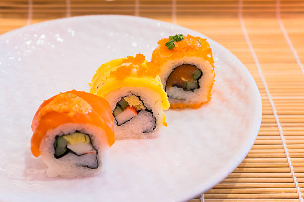 A diverse selection of delicious Japanese sushi