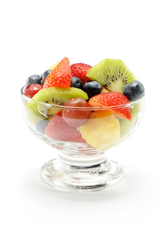 Cup of fresh fruits or fruit salad isolated on white. More pictures...