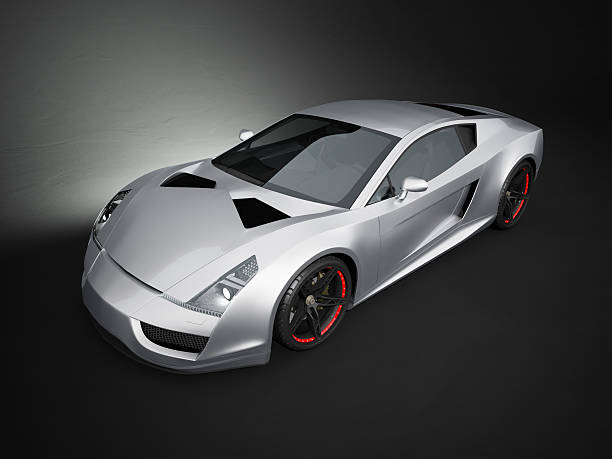 istock Silver sport car on black studio background 184146322