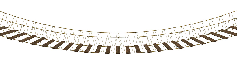 Scary rope bridge on a white background.