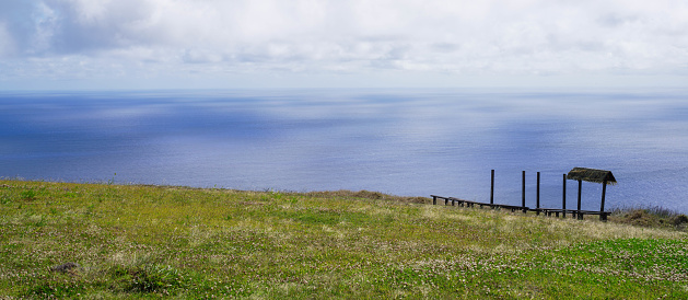 The ocean as seen from Orongo stone village at Easter Island