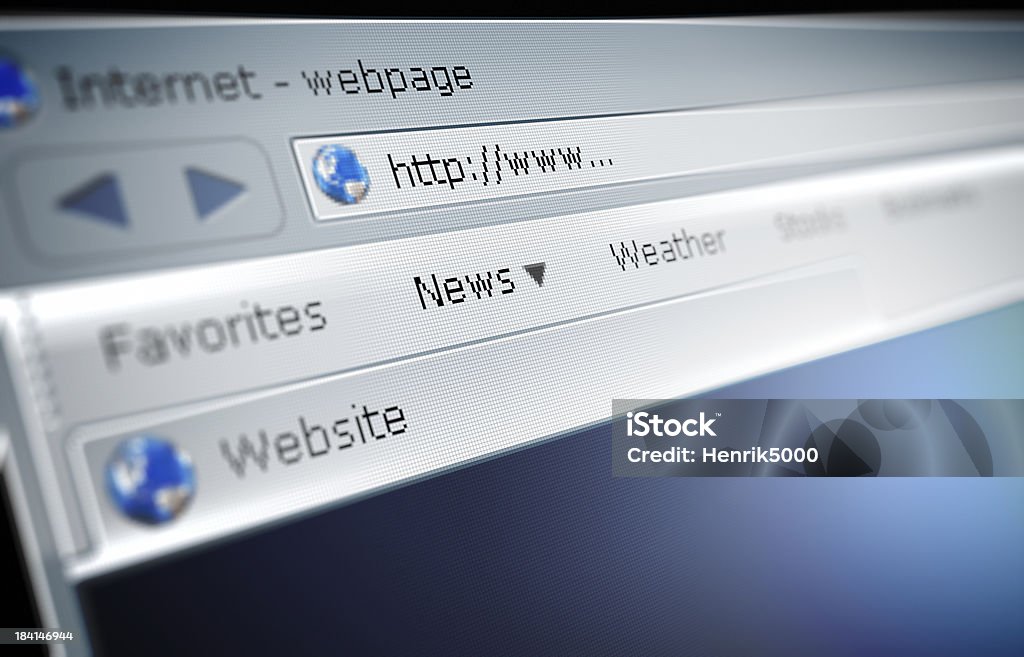 Close up of a broswer address bar Surfing the internet concept illustration Web Page Stock Photo