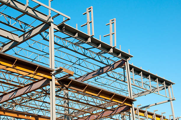 Structural Steel Frame Construction Site Structural Steel Frame Construction Site structural steel stock pictures, royalty-free photos & images
