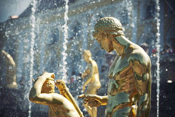 Golden statues in Peterhof