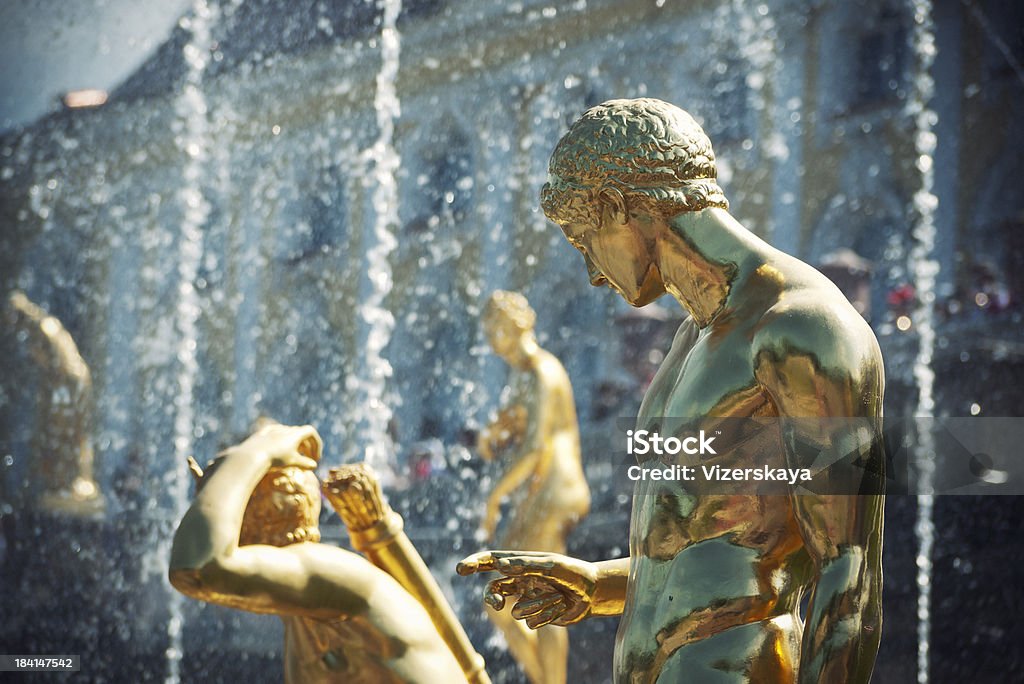 Golden statues in Peterhof Golden statues in Peterhof. St. Petersburg. Petergof Stock Photo