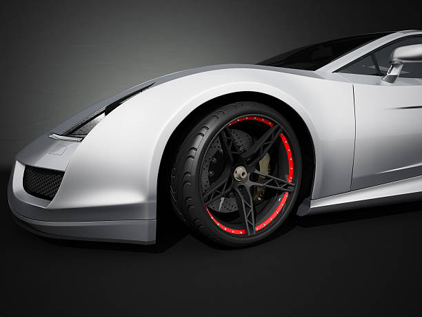 istock Silver sport car on black studio background 184147684