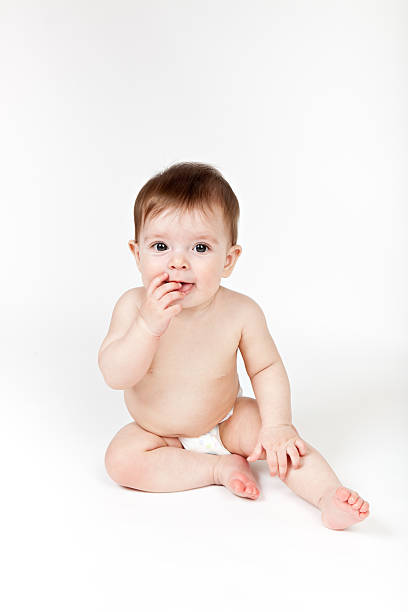 istock Baby girl on white background 184148722