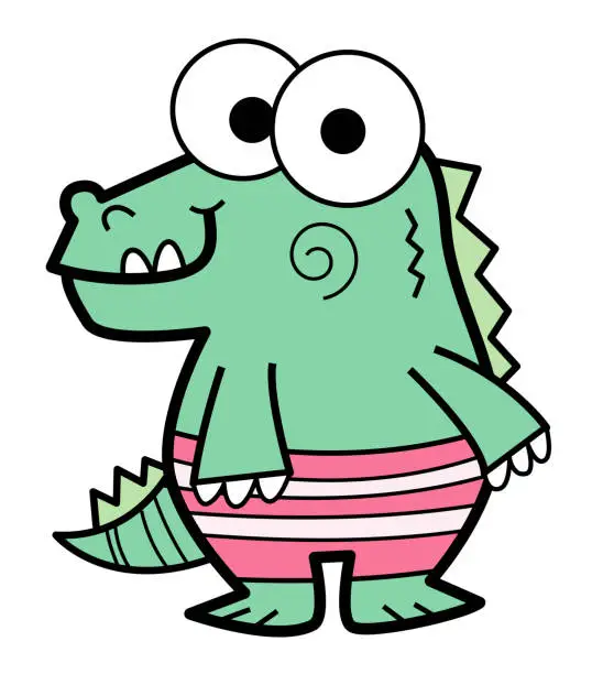 Vector illustration of Funny crocodile with pants cartoon illustration