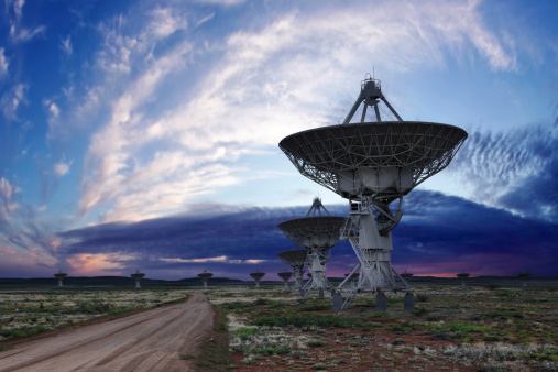 giant radio telescopes at twilight (XL)