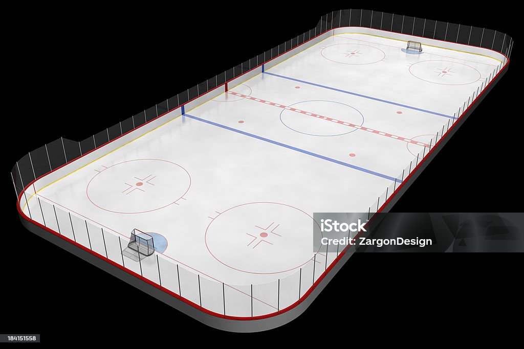 Hockey Rink Hockey rink isolated on black.Could be useful element in a sports composition.This is a detailed 3d rendering. Ice Hockey Rink Stock Photo