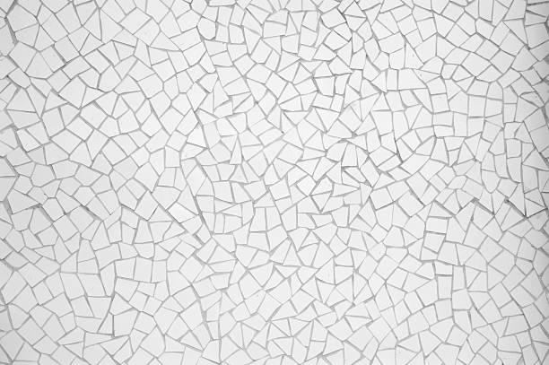 white tiles mosaic background - mozaïek stockfoto's en -beelden