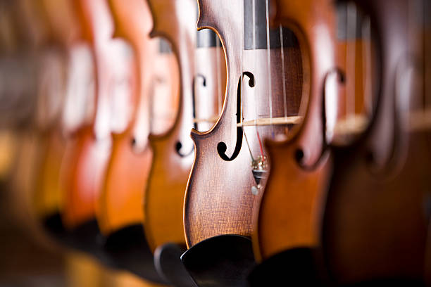 Close up of violins, focus 2nd violin