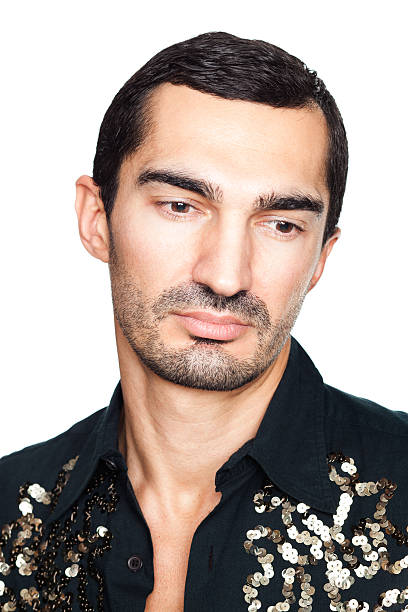 istock Head shot of a melancholic man looking down 184152745