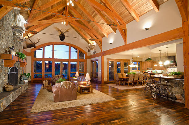 istock Wide view of modern living room 184153233