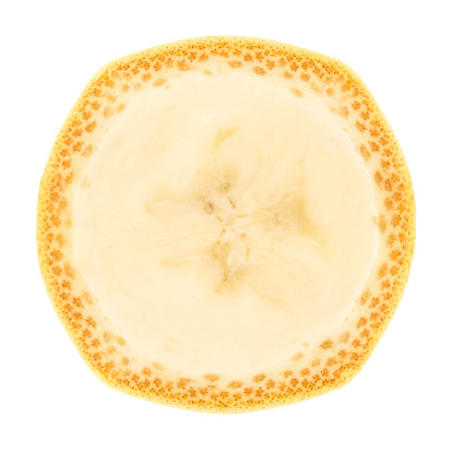 Banana circle portion on white background. Clipping path included.Tropical fruits from
