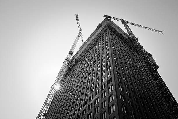 istock Modern Skyscraper Construction Site At Sunset, The Hague, Netherlands 184153481