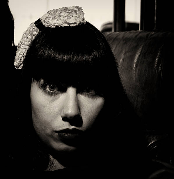 istock Low key retro female portrait 184153545