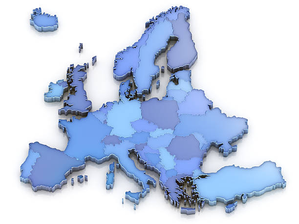 Europe map isolated 3D Europe map with countries.Digitally generated image. germany map regions stock pictures, royalty-free photos & images